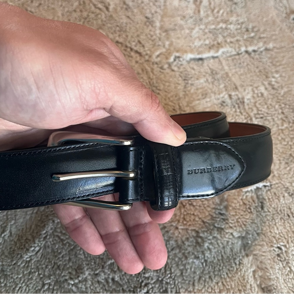 Burberry Black Leather Belt Removable Buckle